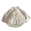Korean boys' shirt long sleeved spring and autumn 2024 new girls' shirt baby top children's cardigan outdoor wear