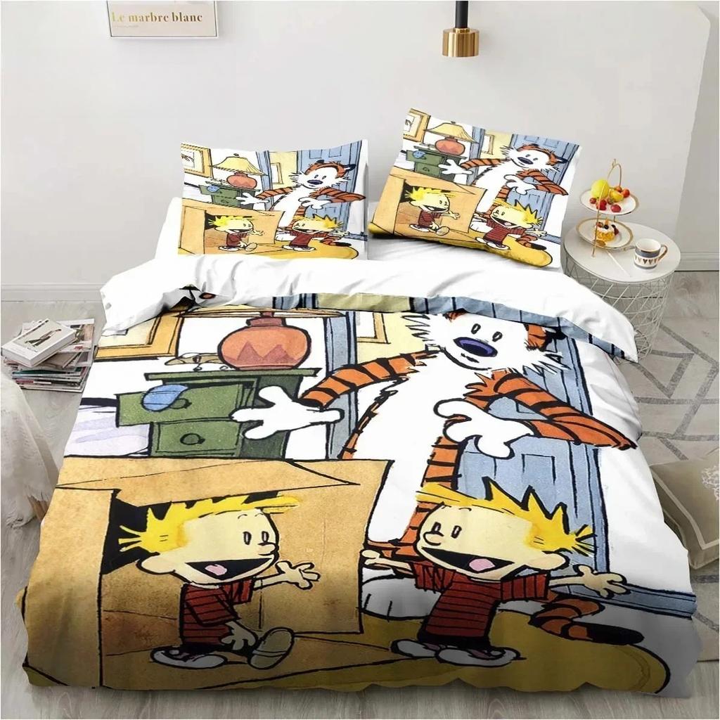 Cartoon Calvin Hobbes 3D Print Bedding Set Single Twin Full Queen King Size Bed Set Adult Boys Bedroom Bedding Gift