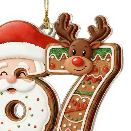 Christmas 67 Meme Acrylic Ornament Flat Santa Claus Reindeer Ice Cream Six Seven Xmas Tree Hanging Decoration Holiday Party Pendant