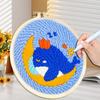 CHENISTORY Sleeping Whale On Moon Punch Needle Kits For Adults Painting Decor Punch Embroidery Needles Abstract Diy Craft