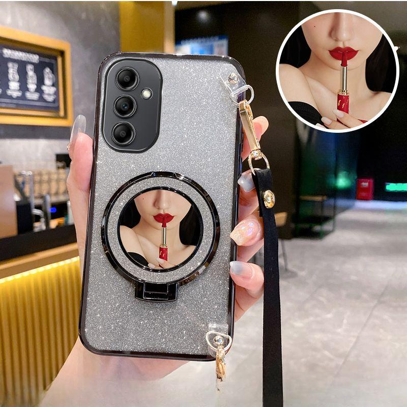 Umhängeband Spiegel Magnetischer Ständer Halter Beschichtung Hülle für Samsung Galaxy M55 M54 M53 M52 M33 M14 M34 M31 M23 M30S 5G Hülle
