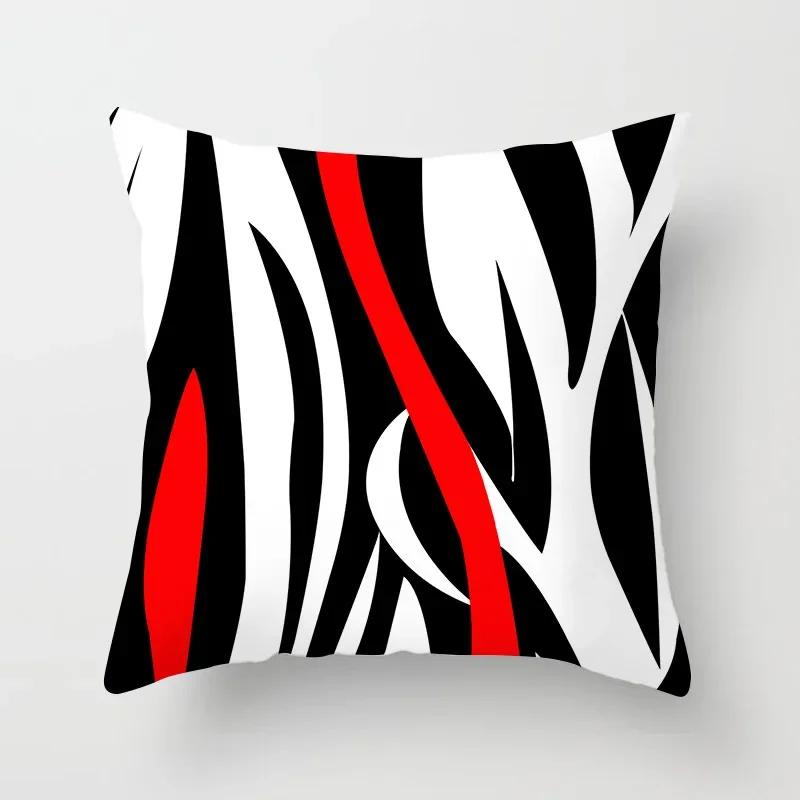 Housse de coussin géométrique rougeHousse d'oreiller Décoration Canapé Polyester Maison