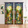2pcs Colored Glass Tiger Printed Curtain for Home Decor - Rod Pocket Window Treatment for Bedroom, Office, Kitchen, Living Room