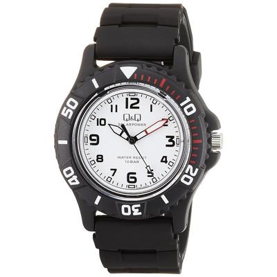 [Citizen Q&Q] Analog Solar Watch 100m Water Resistance Urethane Band E02A-002VK Men's Black Black/White