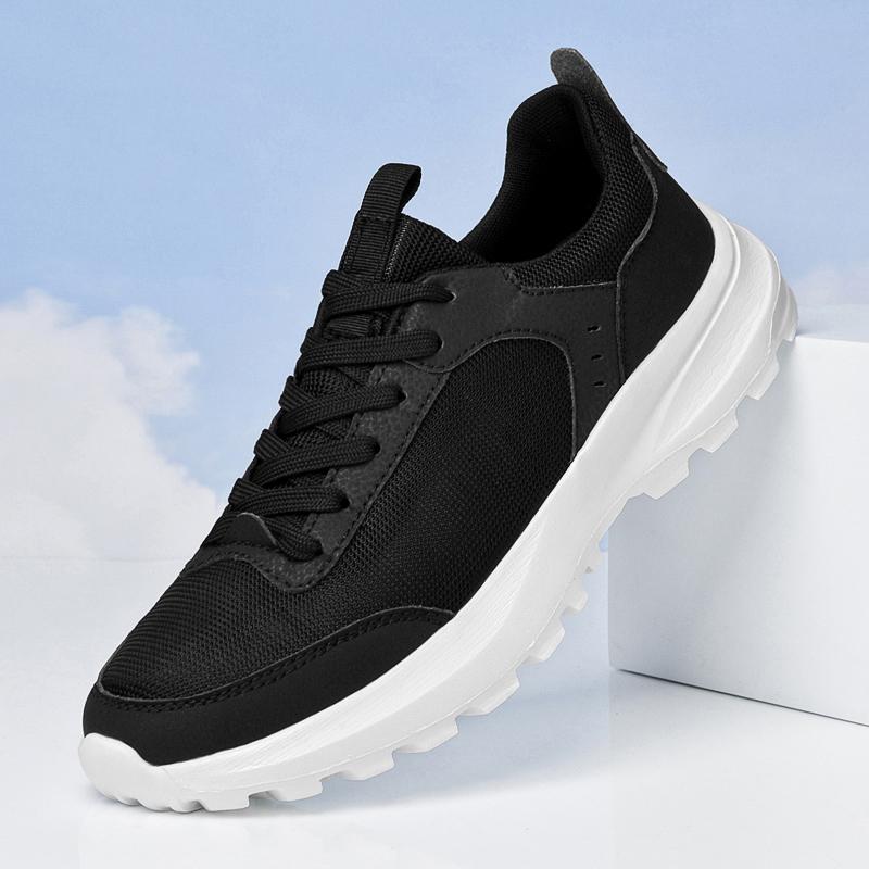 

Men s Running Shoes Mesh Lace-Up Flats Lightweight Walking Shoes Non-Slip Gym Sneakers for Men Comfortable Jogging Sports Shoes 45 чёрный