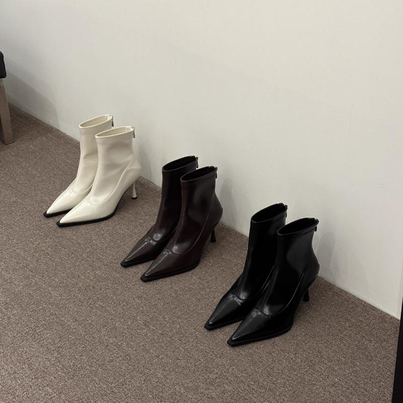 Autumn Winter Women Slim Ankle Boots Fashion Elegant Pointed Toe Shoes Thin High Heel Women's Morder Short Booties