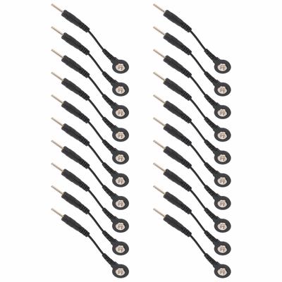 20pcs Preto Cabo de Eletrodo com Snap Cabos de Eletrodo para Máquina TENS Máquina de Tratamento Digital 2 Polegadas