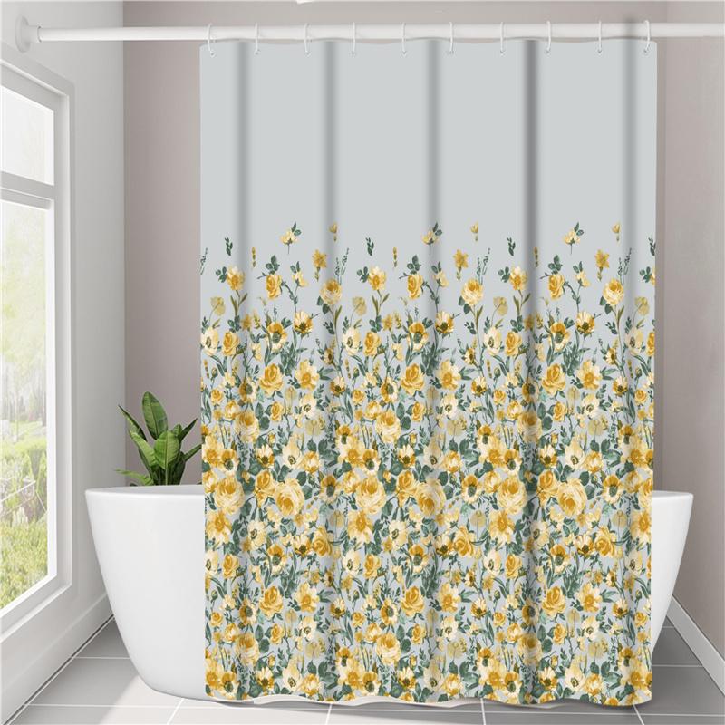 3D Printed Polyester Fabric Waterproof Shower Curtain Bathroom Shower Partition Universal Curtain