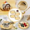 4 Stück Goldener Tablett Metall Eisen Goldene Platte Rund Schmuckschale Tablett für Dekoration Ornamente Buffet Obst Kuchen Partyzubehör