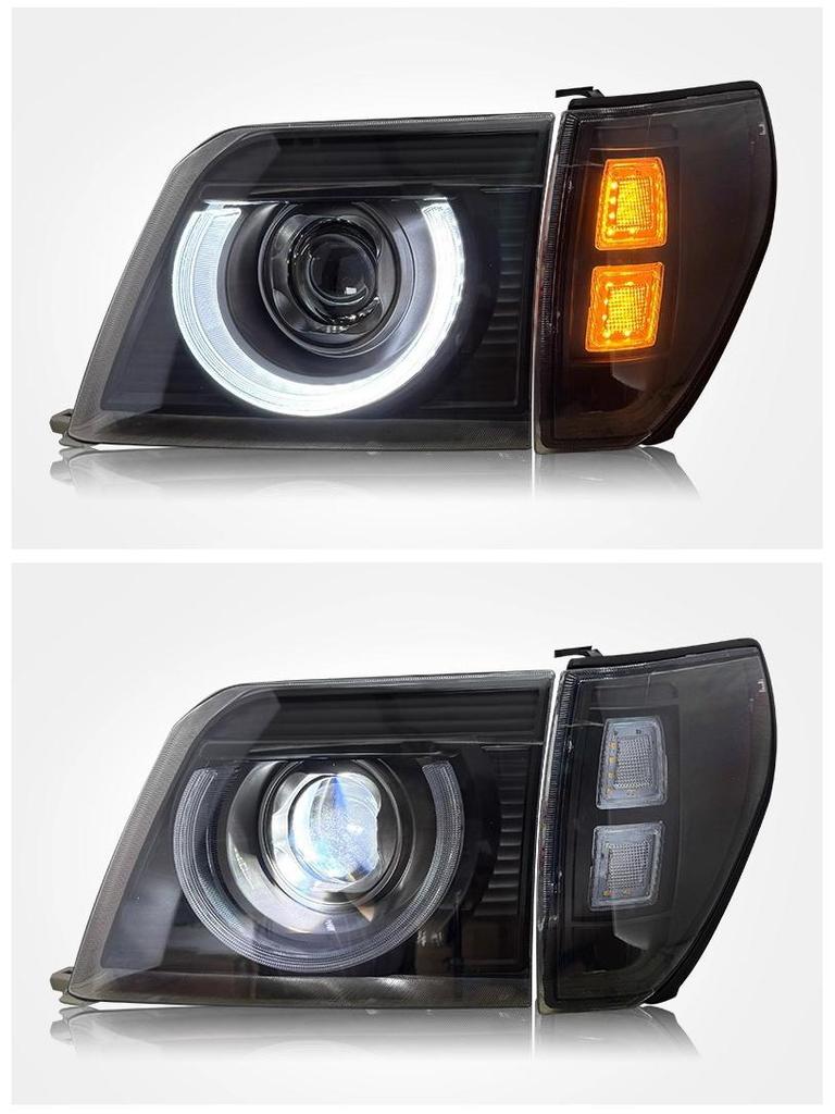 Toyota Old Prado LC90 Defender-Style Headlight Assembly: LED Daytime Lights & Bi-Beam Projector