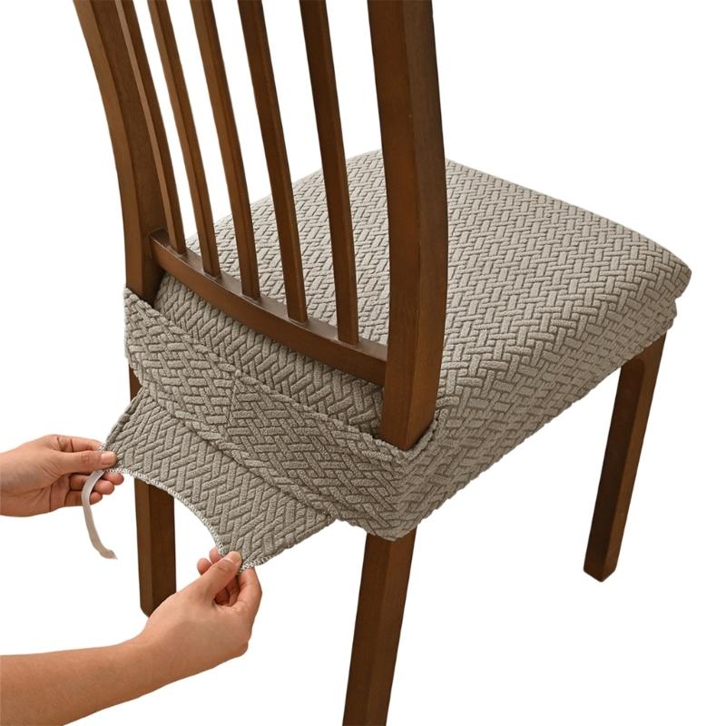 Pack of 4 Dining Chair Seat Covers with Double Elastic Band for Secures Fit Striped Check Design Enhancing Home Decors