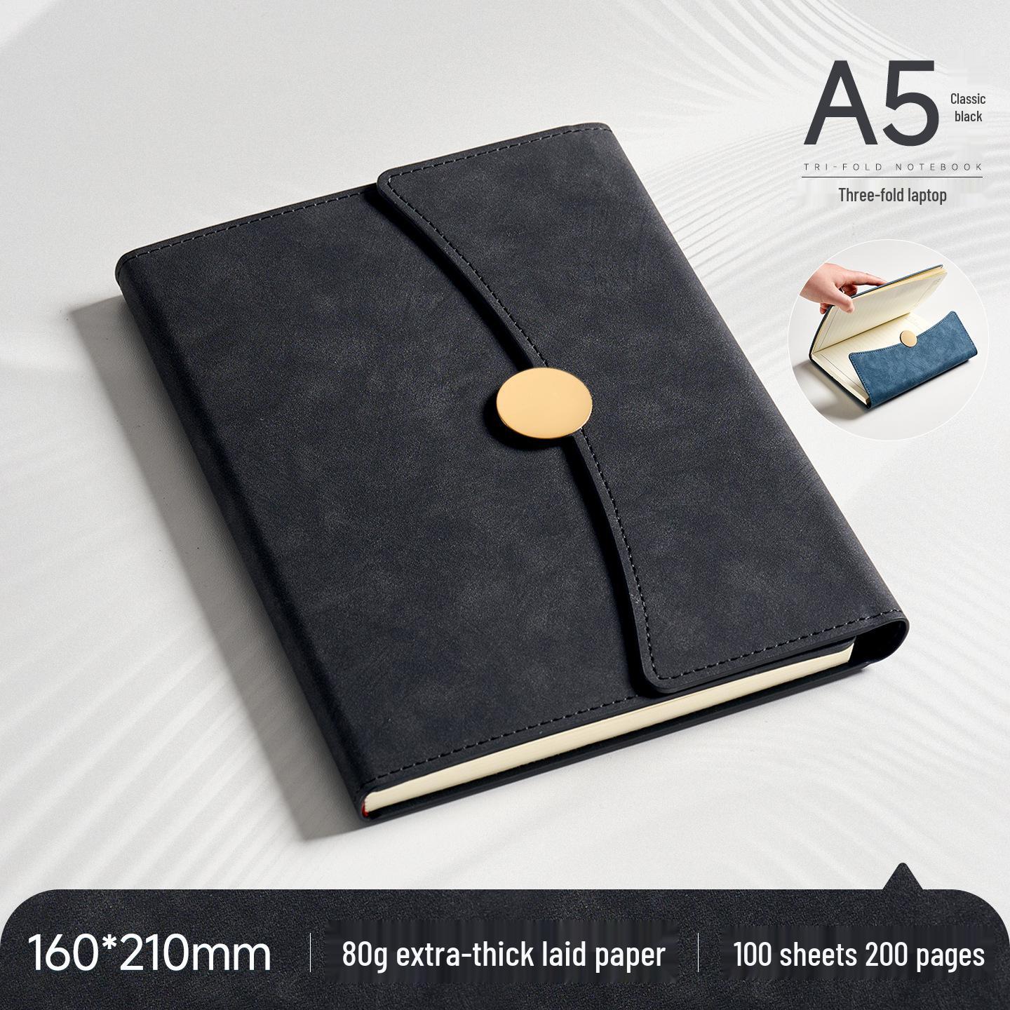 Custom Logo A5 Business Meeting Notebook: High-Quality, Thick, Three-Fold Design