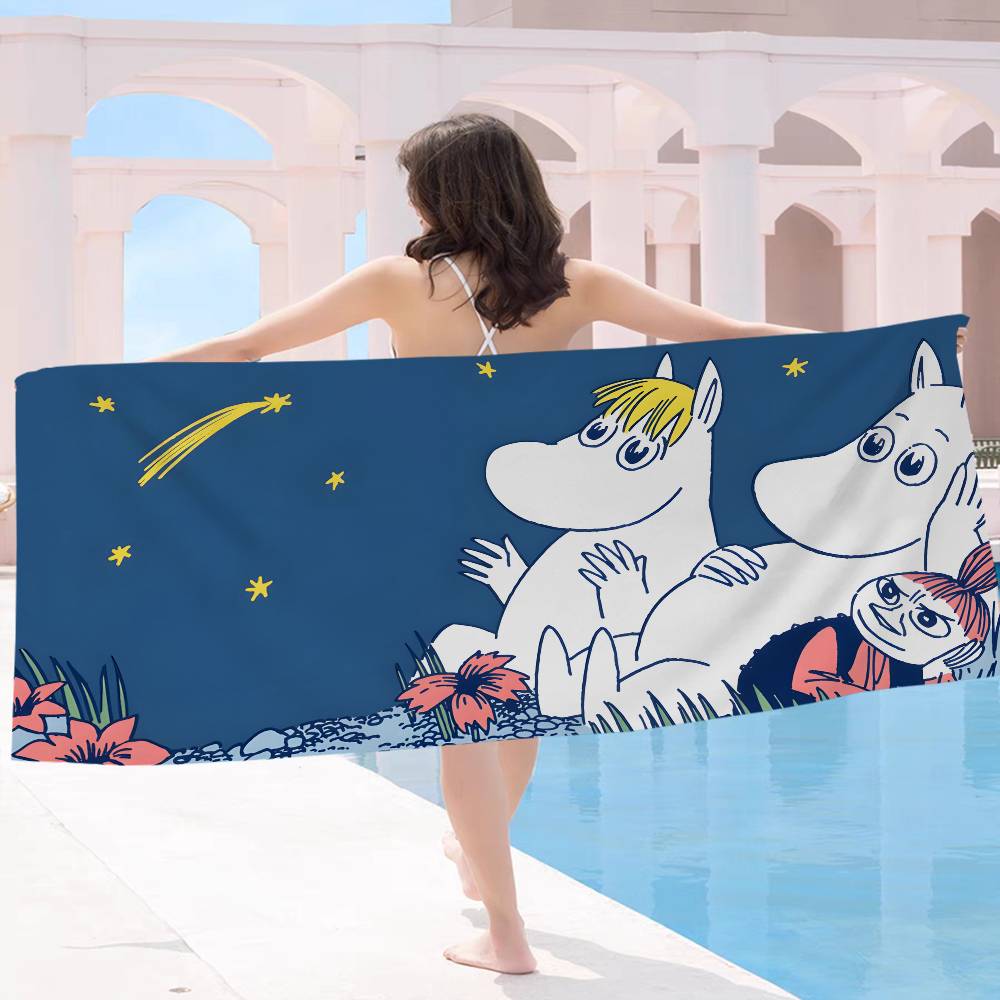 Cute M-Moomins Anime Beach Swimming Towel Soft Absorbent Washcloth Children's Gifts for Kids Travel Camping Gym