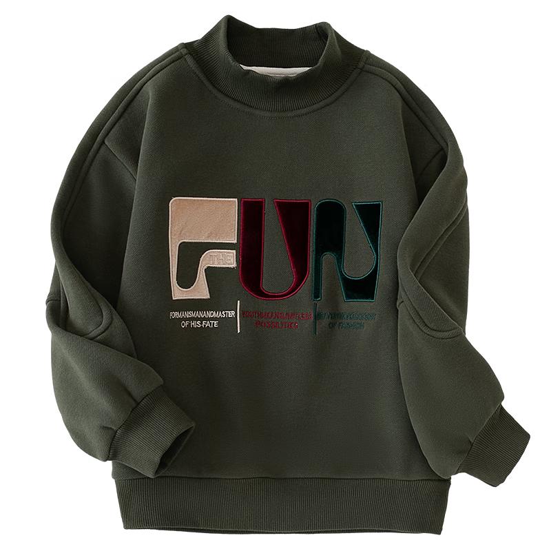 Little Elephant Hamm Boys  Fleece Lined Mock Neck Sweatshirt 160 cm