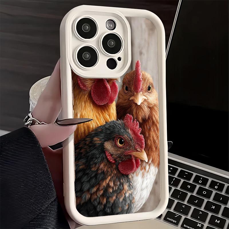 Phone Case for iPhone 17 Air 16E 15 16 Pro Max Chicken Hen Rooster Cover 14 Plus 13 12 Mini Soft Shell Silicone Fundas