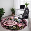 1pc Rose Window Office Round Area Rug, Indoor Mat Suitable For Office, Under Office Chairs Bedroom Living Room Home Decor, Room Deco