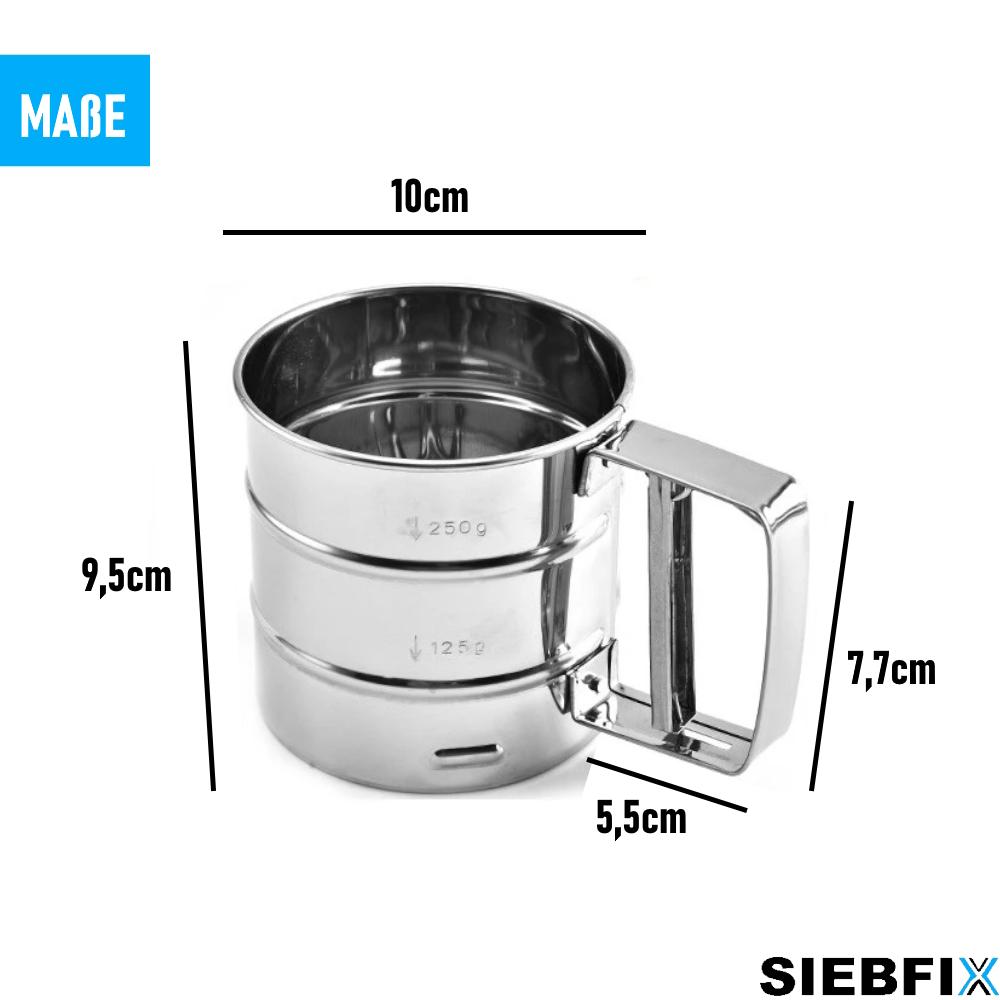 Tamis à farine SIEBFIX en acier inoxydable, tamis à une main, tamis de cuisine, tamis à sucre en poudre