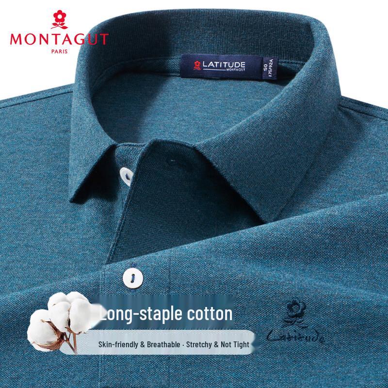 MONTAGUT Men's Premium Cotton Stretch Ice-Cool Breathable Polo Shirt