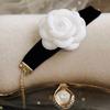 Elegant Camellia Choker Necklace Bracelet White Flower Collar Necklace Vintage Velvet Choker Bracelet Fashion Jewelry