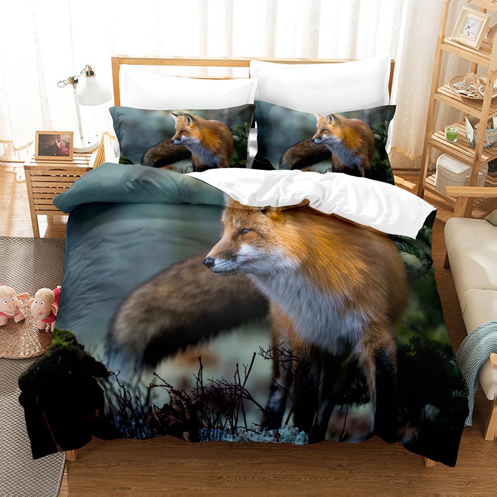 3D The Fox Bedding Sets Duvet Cover Set With Pillowcase Twin Full Queen King Bedclothes Bed Linen
