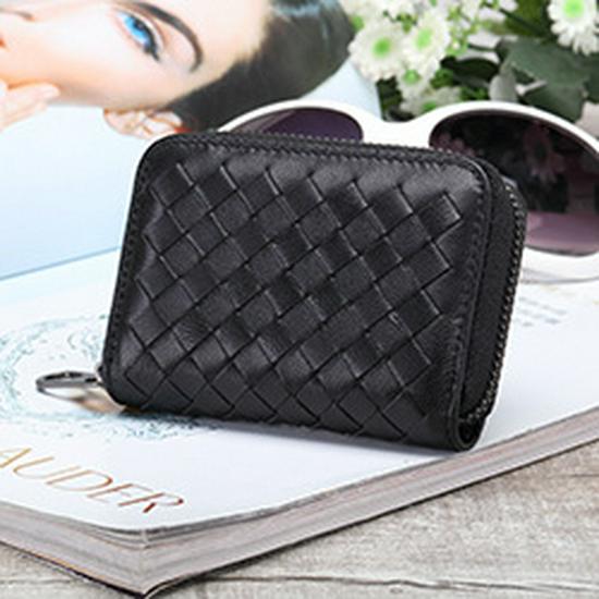 Na skladě: 2019 Letní Unisex Pletená Peněženka z Jehněčí Kůže na ID a Vizitky s Mincovkou - Velká Kapacita, Jednobarevná.