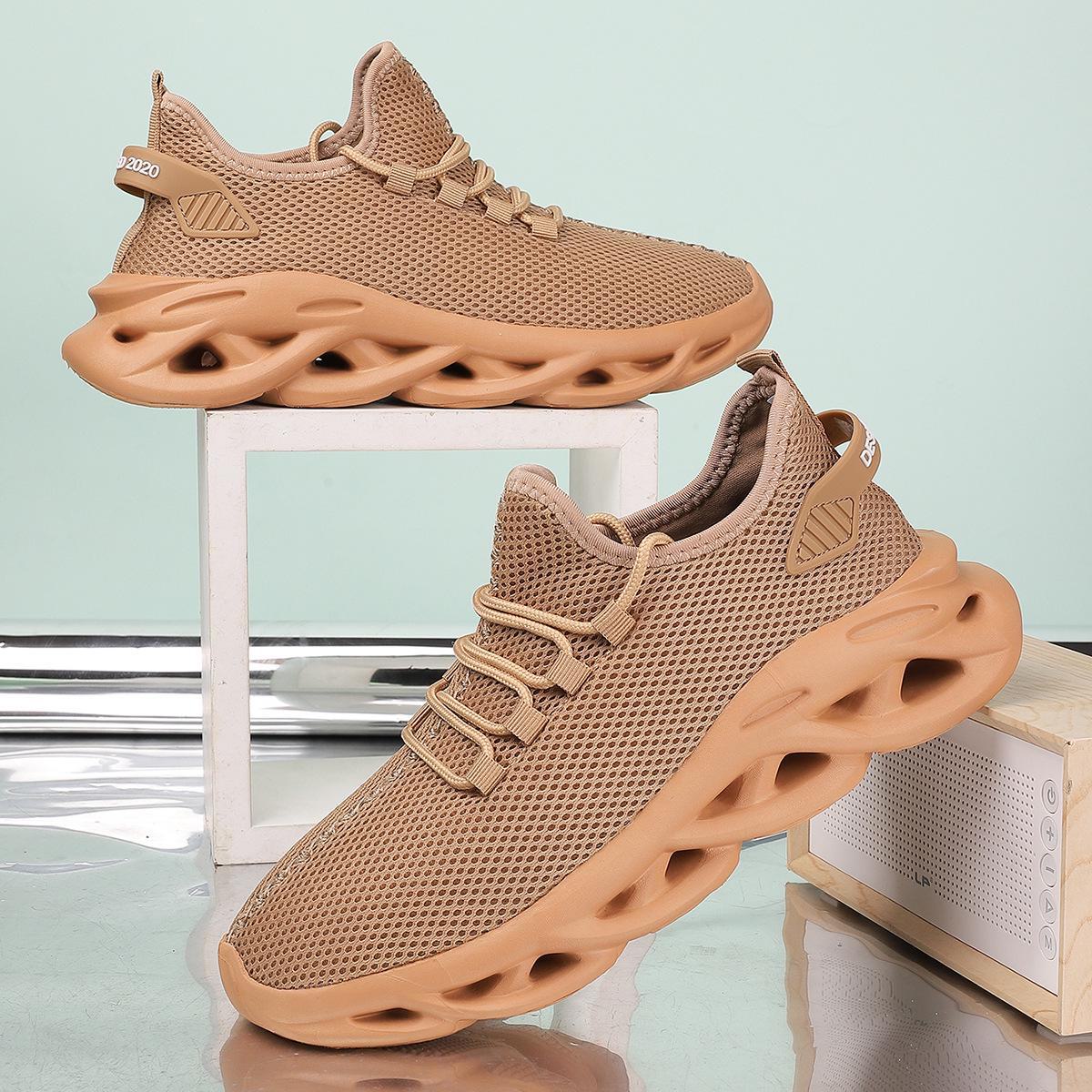 

Мужские повседневные сетчатые спортивные кроссовки большого размера — легкие, амортизирующие, с мягкой витой подошвой для бега 48 хаки