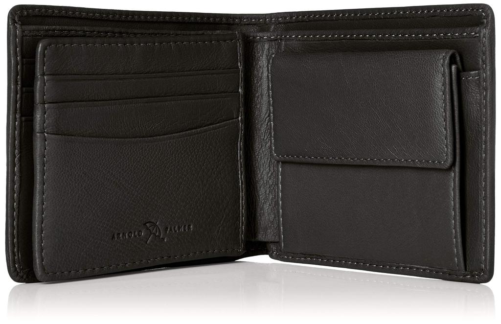 Arnold Palmer Bifold Wallet with Bill Sheepskin APS3204 Men's Compartment, Leather, (Black)