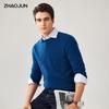 Zhaojun Men's 100% Cashmere Round Neck Diamond Pattern Sweater