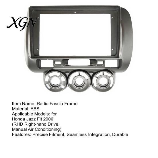 Dashboard Mounting Frame 9 Inch Car Radio Fascia Kit for Honda Jazz Fit 2006 RHD Trim Replacement Manual AC, Navigation Panel Frame, Stereo