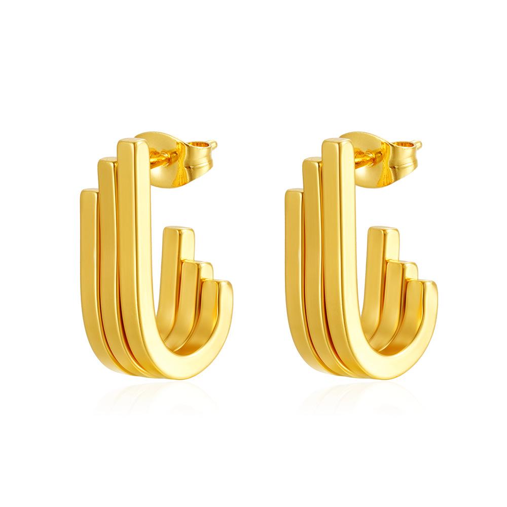 IMI Gold Titanium Steel Geometric Earrings for Women - High-end Light Luxury Design YE298