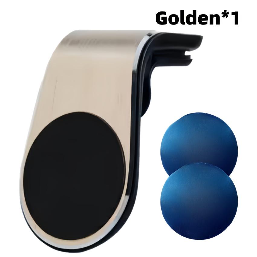 Universal L-Shaped Magnetic Phone Holder And Round Metal Plate Set, Minimalist Design, Suitable for Car Air Vent, Car Navigation Mount