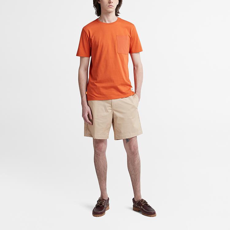 Timberland Casual Printed Breathable Loose Round Neck Short Sleeve T-Shirt Men Tops Burnt-Umber A61HH-CL7