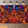 One 2D Banner Background Fabric for Halloween Theme, Featuring Sugar Skull Painted Elementszyc