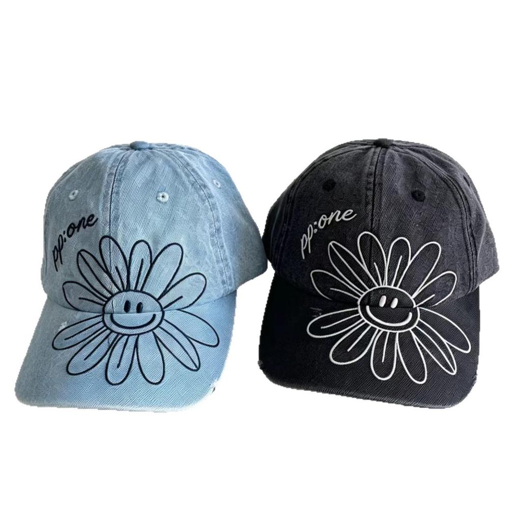 New American Adjustable Denim Baseball Cap Embroidery Casual Trend Sunshade Cap Color Show Small Face