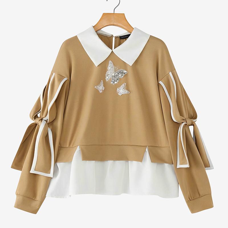 ZANZEA Damska bluzka na co dzień z kołnierzykiem i długim rękawem