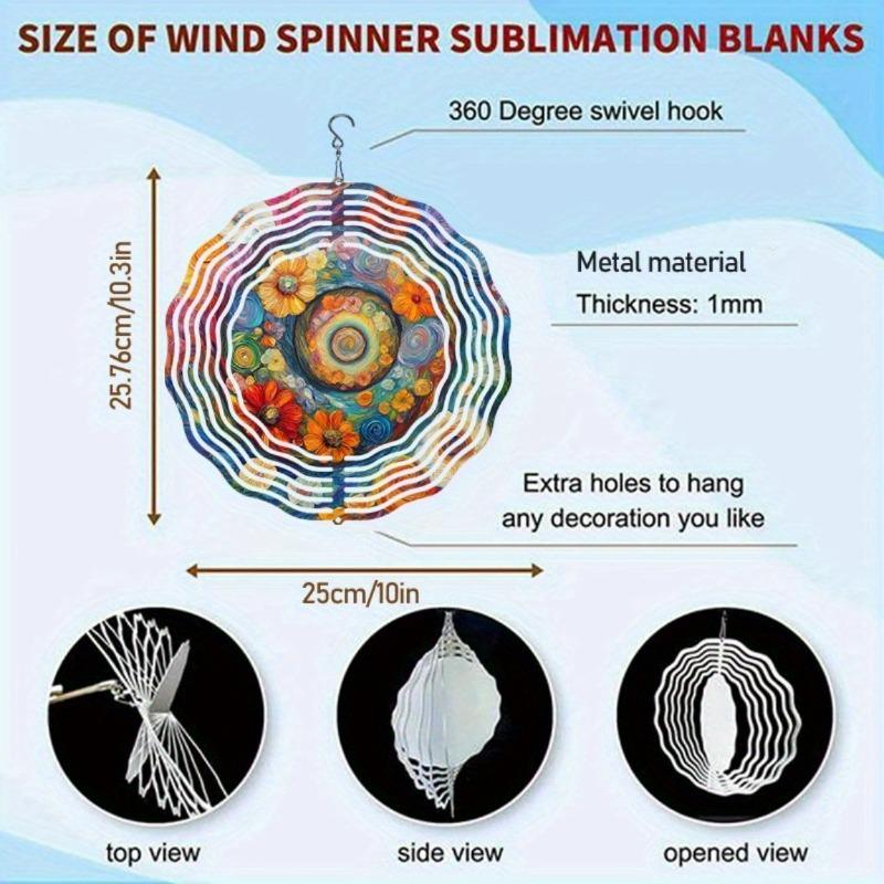 10 Zoll Hängender Windspinner mit 360-Grad-Haken für Balkon-Gartendekor Frühling Sommer Außendekoration