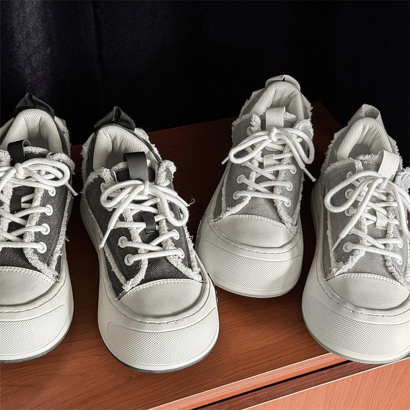 Canvas Shoes Student Black and White Platform Niche Casual Board Shoes X