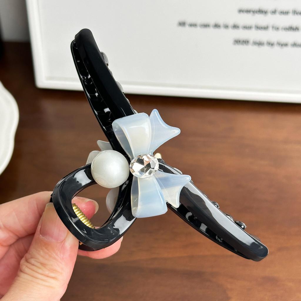 Large Versatile Bowknot Hair Claw Clip With Sparkling Rhinestones For Women