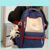 Großes Fassungsvermögen Japanischer Stil Rucksack Für Mädchen High-School-Schüler Minimalistisches Design Lässige Schultasche Blau