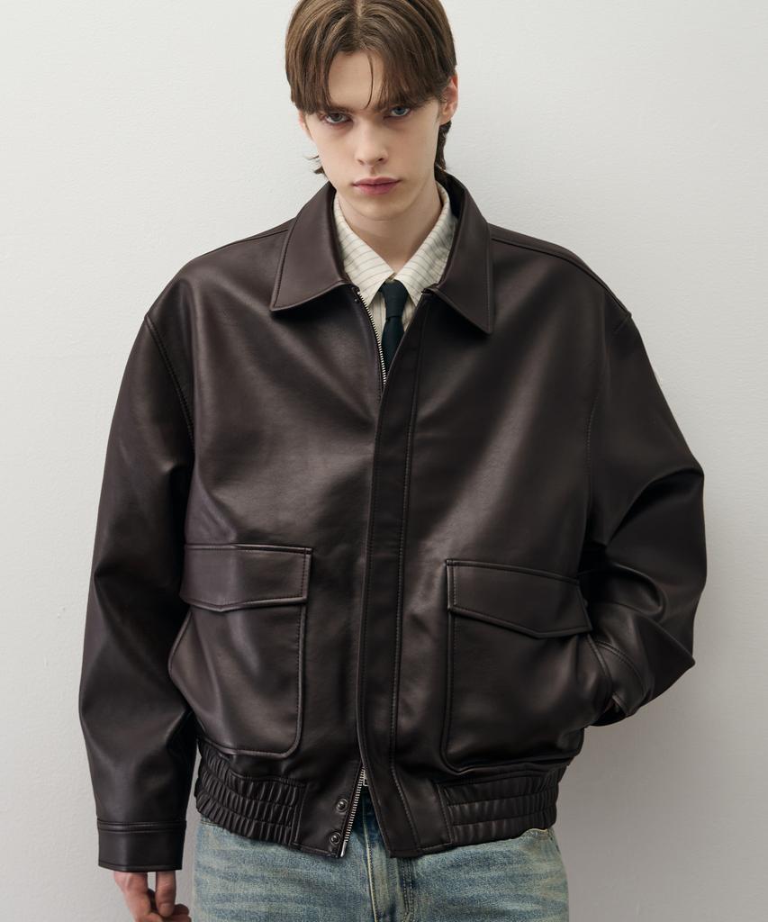 Draw Fit A-2 Leather Blouson Jacket [Brown]