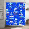 TU Blue Christmas Forest Trees Shower Curtain Winter Holiday Decor Festive Nature Backdrop Waterproof Home Decor