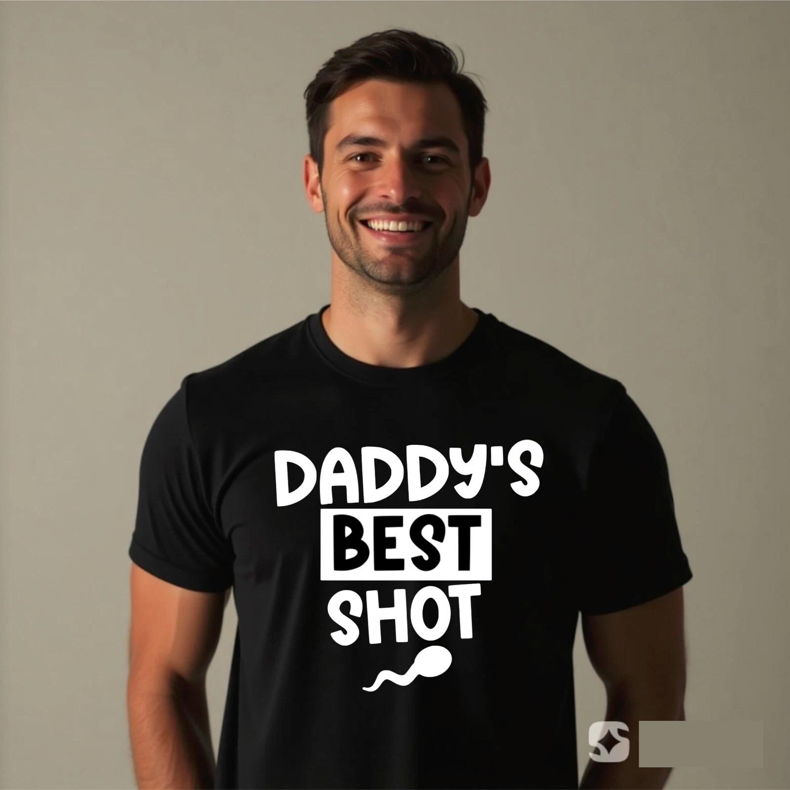Daddy s Best Shot Mens T-shirt Funny Saying Joke Retro Gifts Party Birthday Top 2XL
