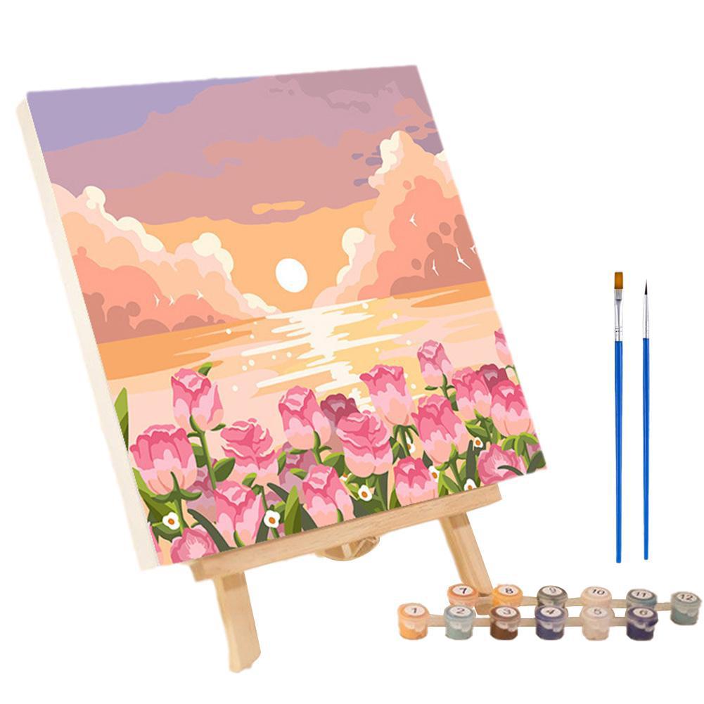 Frame Painting By Numbers Kits Abstract Sunset Landscape Modern Drawing Coloring By Numbers Acrylic Paint Drawing On Canvas