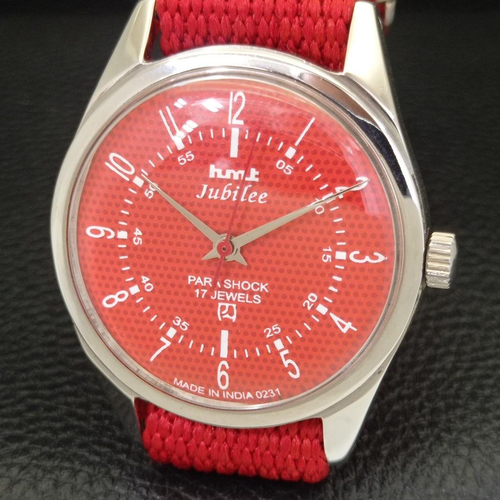 CEAS VINTAGE HMT JUBILEE CU MECANISM MANUAL INDIAN PENTRU BĂRBAȚI, CADRAN DE CULOARE ROȘIE a700117-5