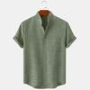 Men's Fashion Short Sleeve 100% Cotton Linen Shirt Casual Oversized Loose Beach Shirts