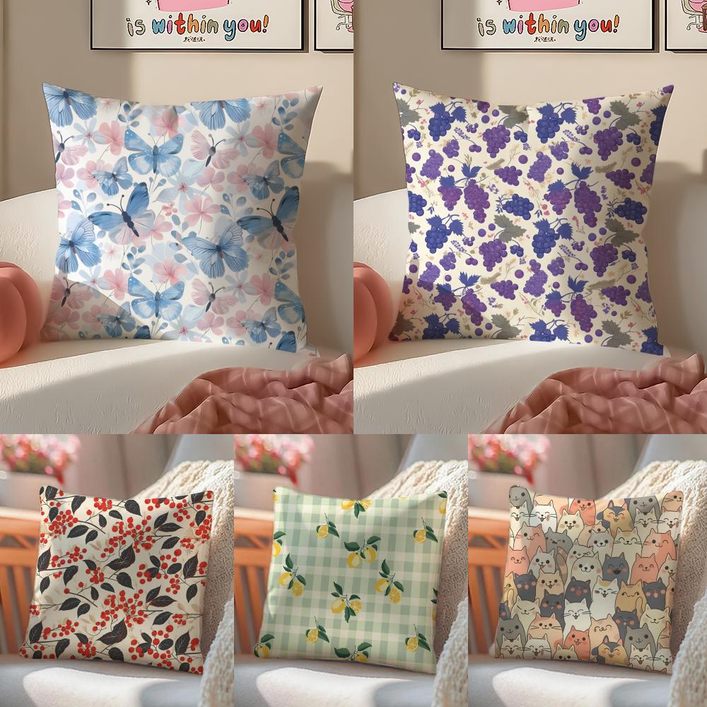 Late Autumn Animal Print Pattern Cushion Cover Linen Pillowcase Cover Soft Decor for Sofa Home Room
