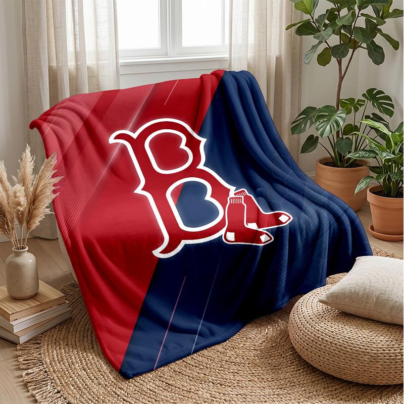 Boston Red Sox Flannel Fleece Blanket Cozy Warm Throw Blanket For Couch Bed Travel All Season Use