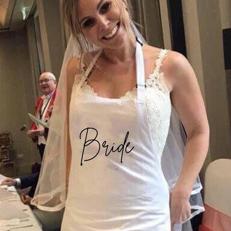 Preto branco Noiva Noivo Dia do Casamento avental terno vestido capa para primeiro jantar sr. sra. Chá de Panela Festa de Despedida de Solteira Café da Manhã