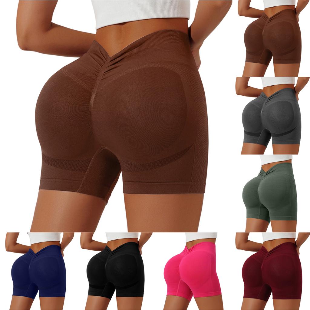 Women's Fashionable Seamless Sports Yoga Shorts, Hip Lifting Sports Pants, Abdominal Compression Fitness Pants, Three Piece Pants