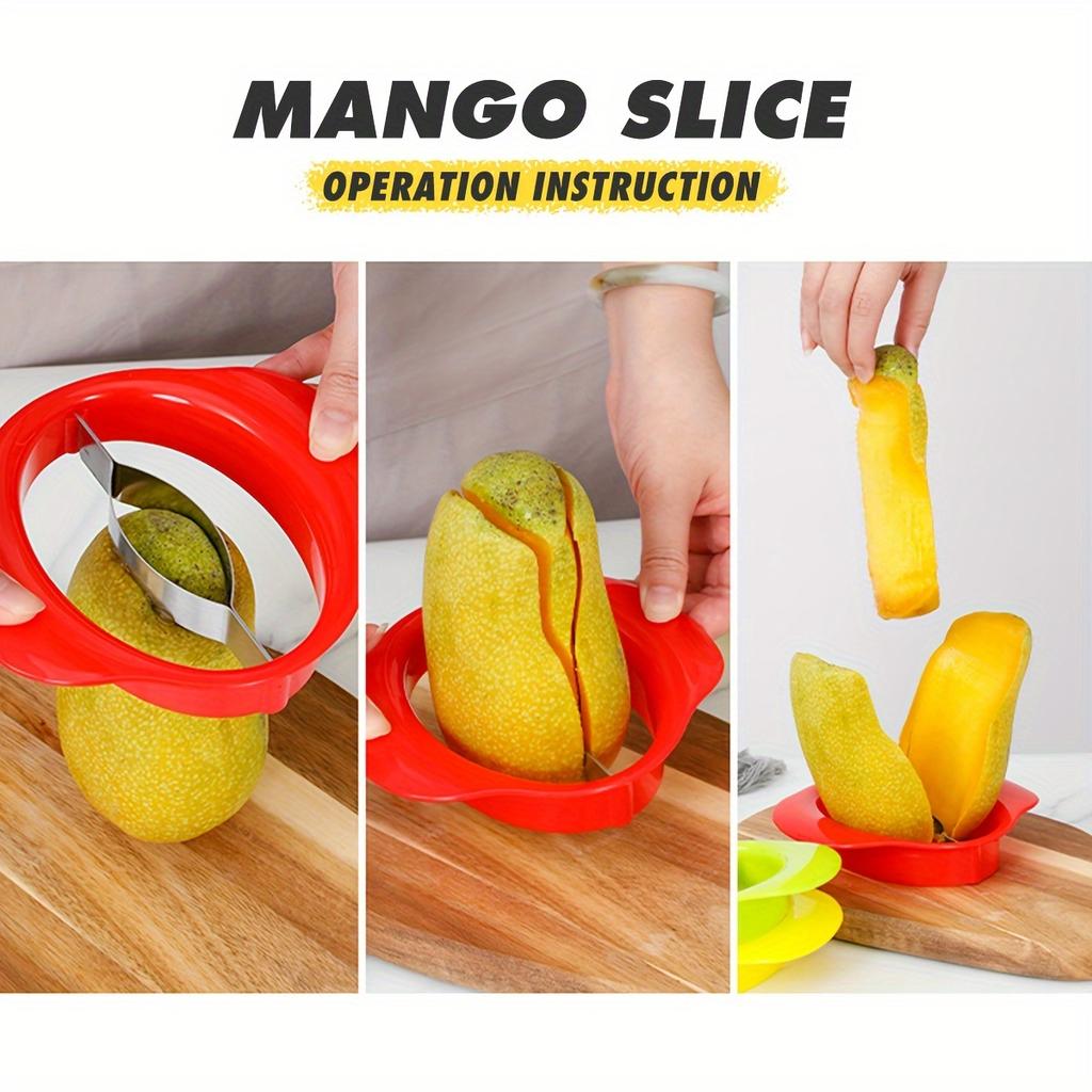 Durable Plastic Mango Cutter with Easy-Grip Handle, Creative Kitchen Gadget for Peeling and Pitting, Efficient Fruit Slicer for Perfect Mango Slices